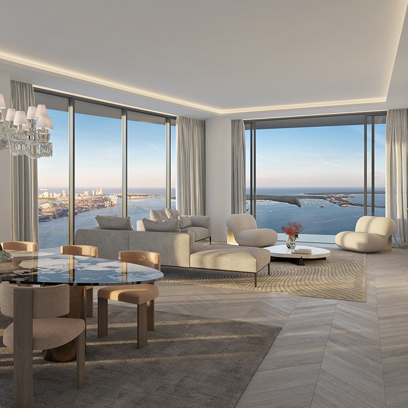 Baccarat Residences interior lounge